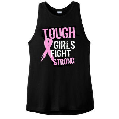 Tough Girls Fight Strong Breast Cancer Ladies PosiCharge Tri-Blend Wicking Tank