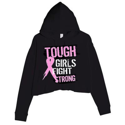 Tough Girls Fight Strong Breast Cancer Crop Fleece Hoodie