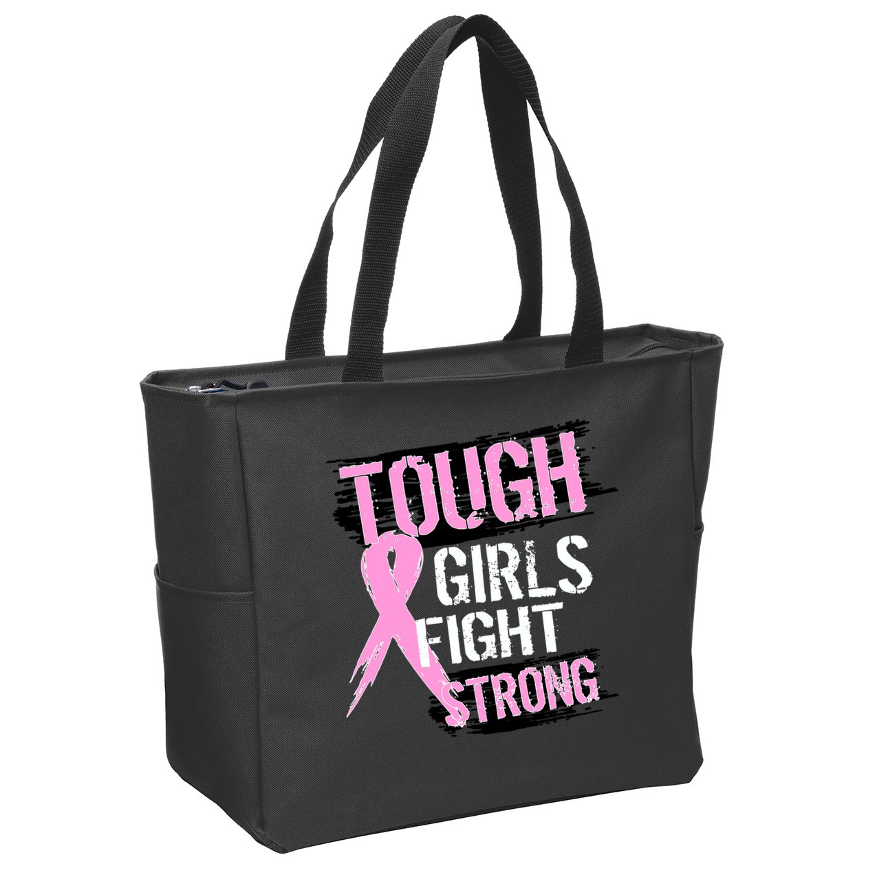 Tough Girls Fight Strong Breast Cancer Zip Tote Bag