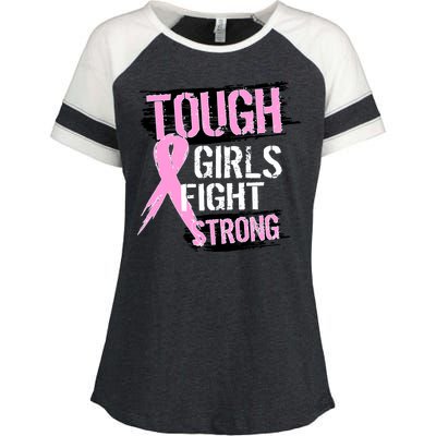 Tough Girls Fight Strong Breast Cancer Enza Ladies Jersey Colorblock Tee