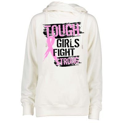 Tough Girls Fight Strong Breast Cancer Womens Funnel Neck Pullover Hood