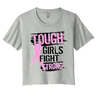 Tough Girls Fight Strong Breast Cancer Women's Crop Top Tee