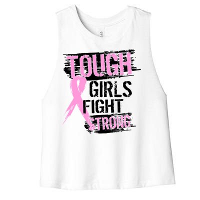 Tough Girls Fight Strong Breast Cancer Women's Racerback Cropped Tank