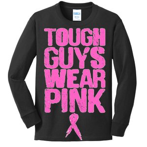 Tough Guys Wear Pink Breast Cancer Awareness Kids Long Sleeve Shirt