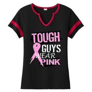 Tough Guys Wear Pink Cancer Ladies Halftime Notch Neck Tee