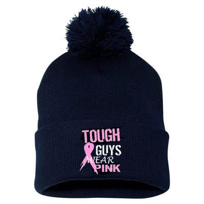 Tough Guys Wear Pink Cancer Pom Pom 12in Knit Beanie