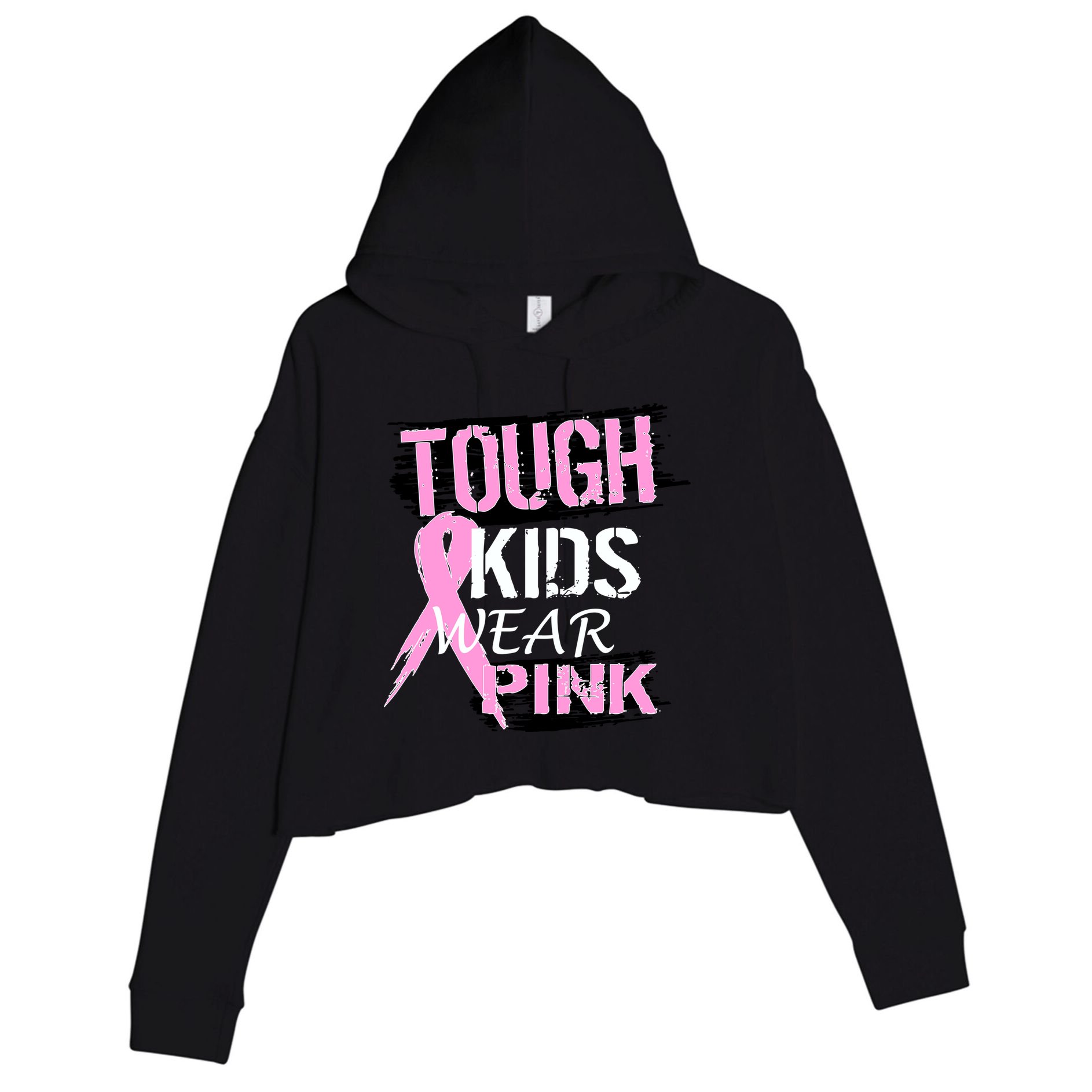 Tough Kids Wear Pink Cancer Crop Fleece Hoodie