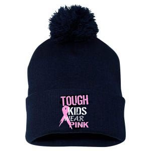 Tough Kids Wear Pink Cancer Pom Pom 12in Knit Beanie