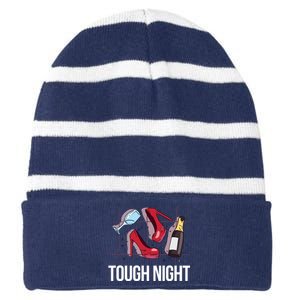 Tough Night Party Striped Beanie with Solid Band