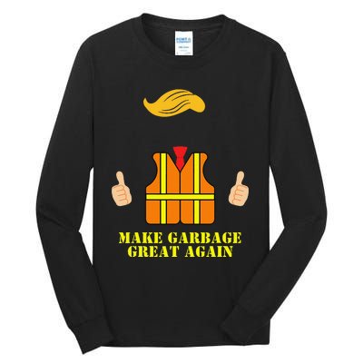 Trump Orange Vest Make Garbage Great Again Funny Trash Truck Gift Tall Long Sleeve T-Shirt