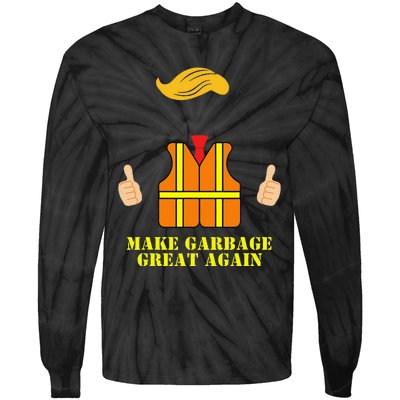 Trump Orange Vest Make Garbage Great Again Funny Trash Truck Gift Tie-Dye Long Sleeve Shirt