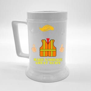 Trump Orange Vest Make Garbage Great Again Funny Trash Truck Gift Beer Stein