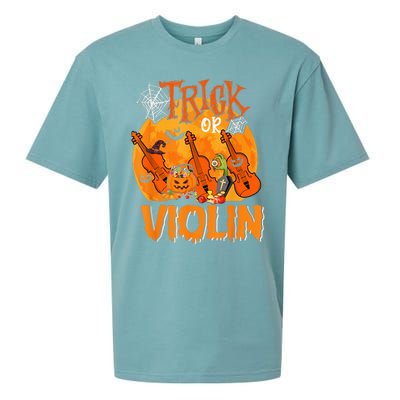 Trick Or Violin Halloween Musical Costume Witch's Hat Sueded Cloud Jersey T-Shirt