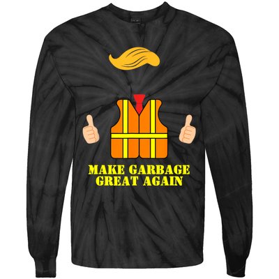 Trump Orange Vest Make Garbage Great Again Funny Trash Truck Tie-Dye Long Sleeve Shirt