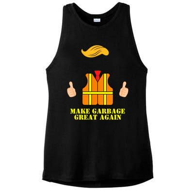 Trump Orange Vest Make Garbage Great Again Funny Trash Truck Ladies PosiCharge Tri-Blend Wicking Tank