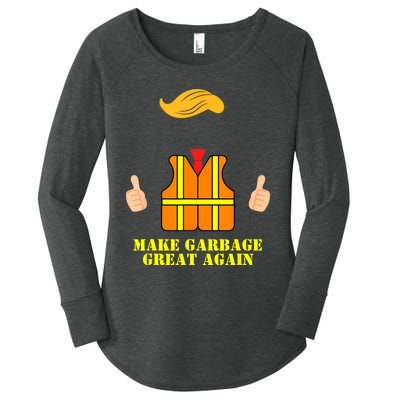 Trump Orange Vest Make Garbage Great Again Funny Trash Truck Women's Perfect Tri Tunic Long Sleeve Shirt