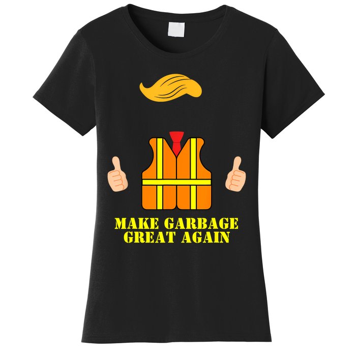 Trump Orange Vest Make Garbage Great Again Funny Trash Truck Women's T-Shirt