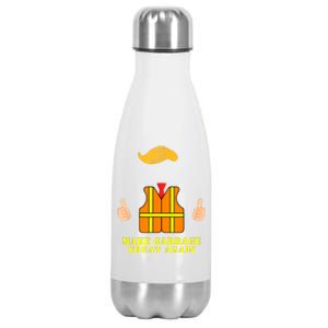 Trump Orange Vest Make Garbage Great Again Funny Trash Truck Stainless Steel Insulated Water Bottle