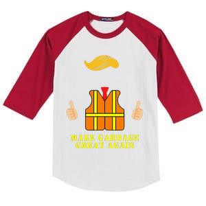 Trump Orange Vest Make Garbage Great Again Funny Trash Truck Kids Colorblock Raglan Jersey