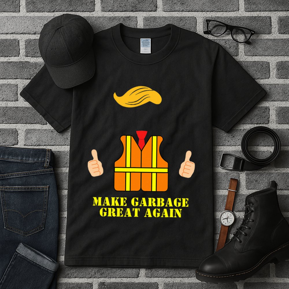 Trump Orange Vest Make Garbage Great Again Funny Trash Truck Tall T-Shirt