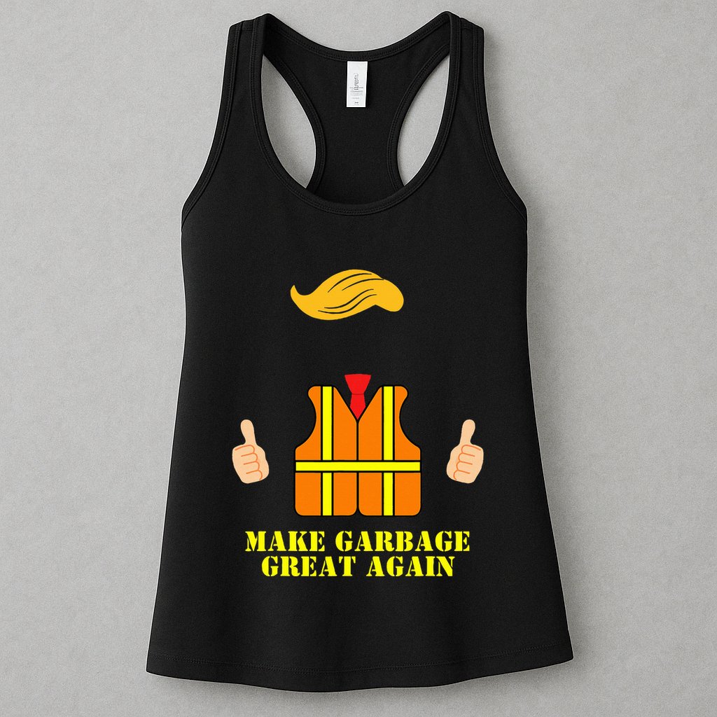 Trump Orange Vest Make Garbage Great Again Funny Trash Truck Womens Tank Top