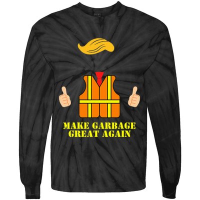 Trump Orange Vest Make Garbage Great Again Funny Trash Truck Tie-Dye Long Sleeve Shirt