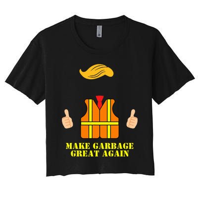 Trump Orange Vest Make Garbage Great Again Funny Trash Truck Women's Crop Top Tee