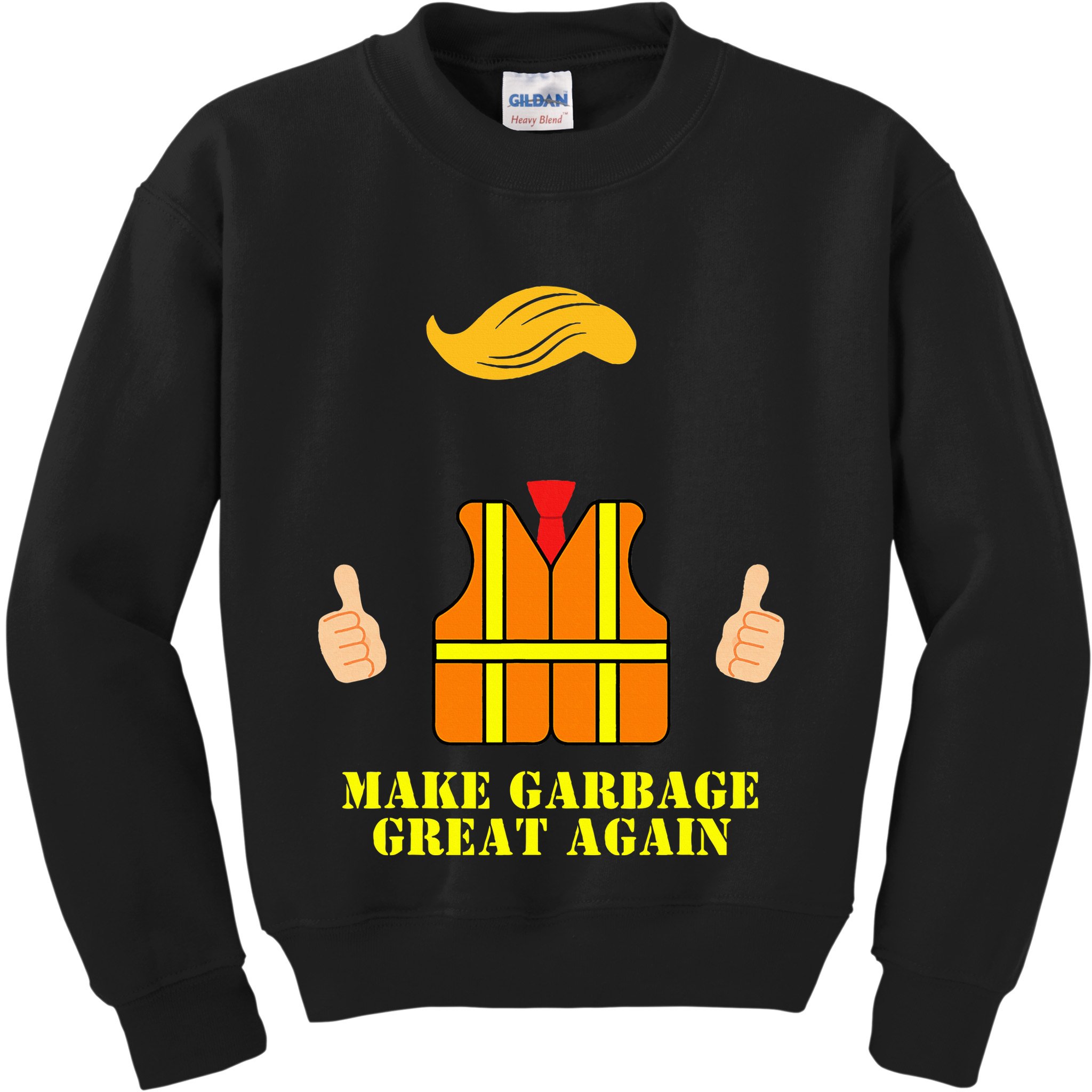 Trump Orange Vest Make Garbage Great Again Funny Trash Truck Kids Sweatshirt