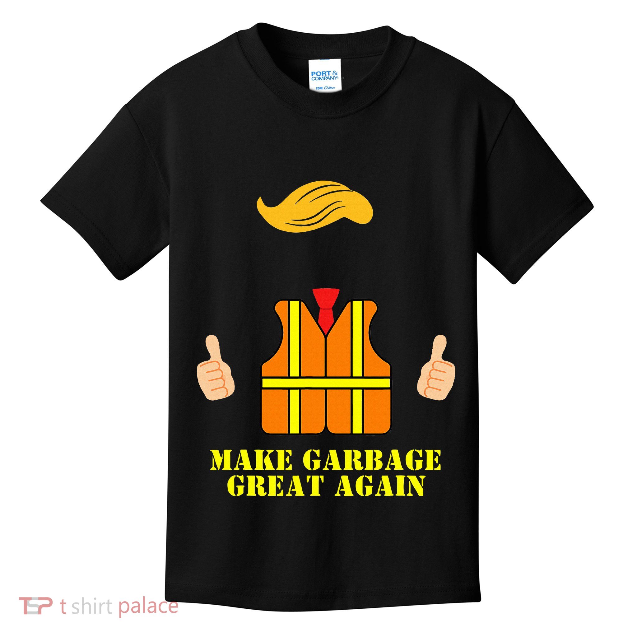 Trump Orange Vest Make Garbage Great Again Funny Trash Truck Kids T-Shirt