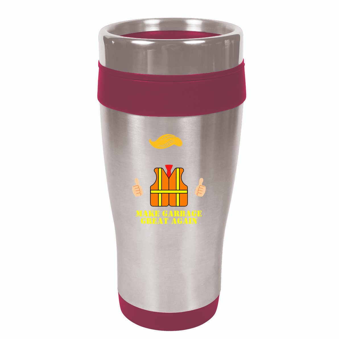Trump Orange Vest Make Garbage Great Again Funny Trash Truck 16oz Travel Tumbler