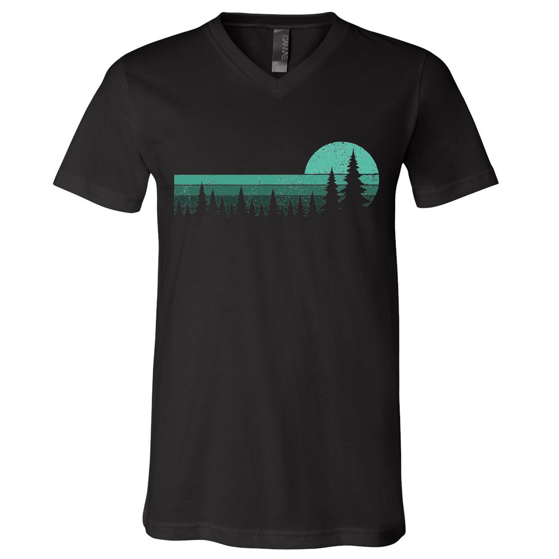 Trees Outdoors Wildlife Nature Vintage Forest Nature Retro V-Neck T-Shirt