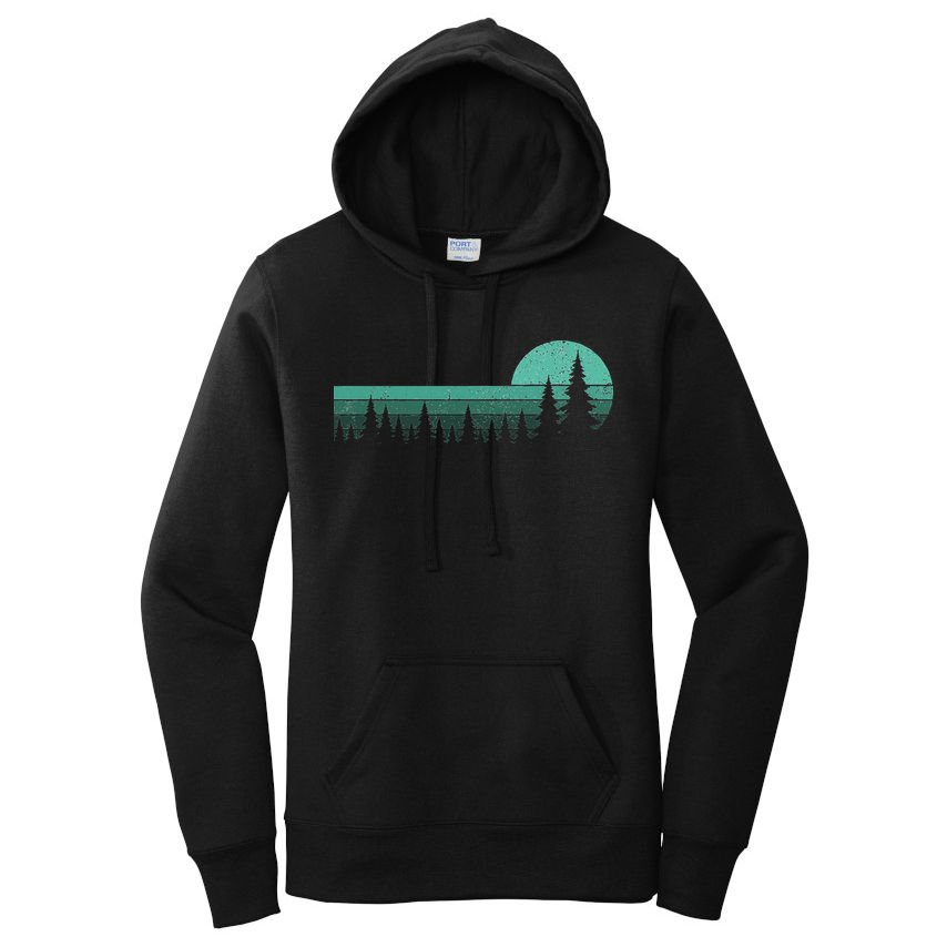Trees Outdoors Wildlife Nature Vintage Forest Nature Retro Women's Pullover Hoodie
