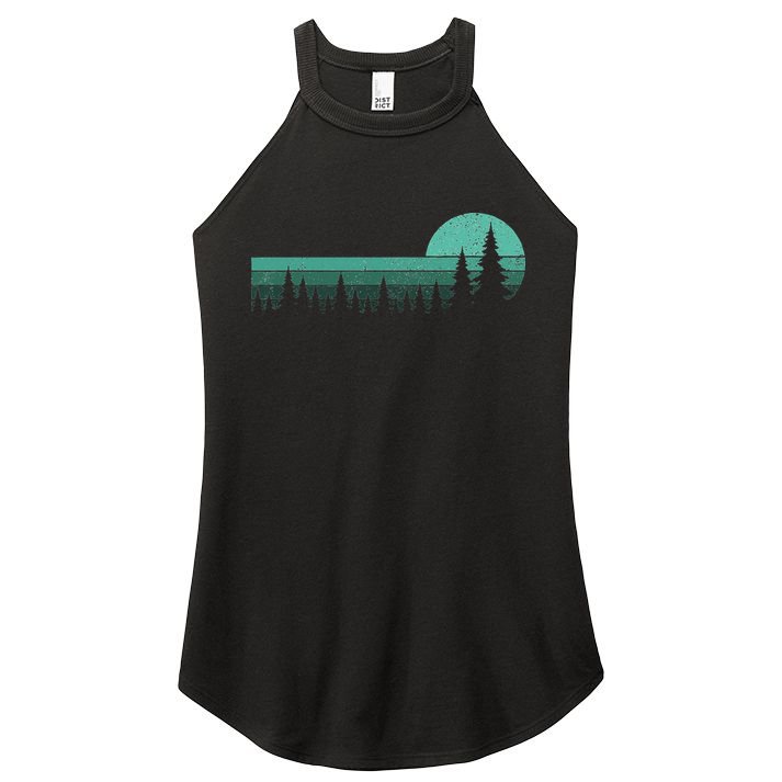 Trees Outdoors Wildlife Nature Vintage Forest Nature Retro Women's Perfect Tri Rocker Tank