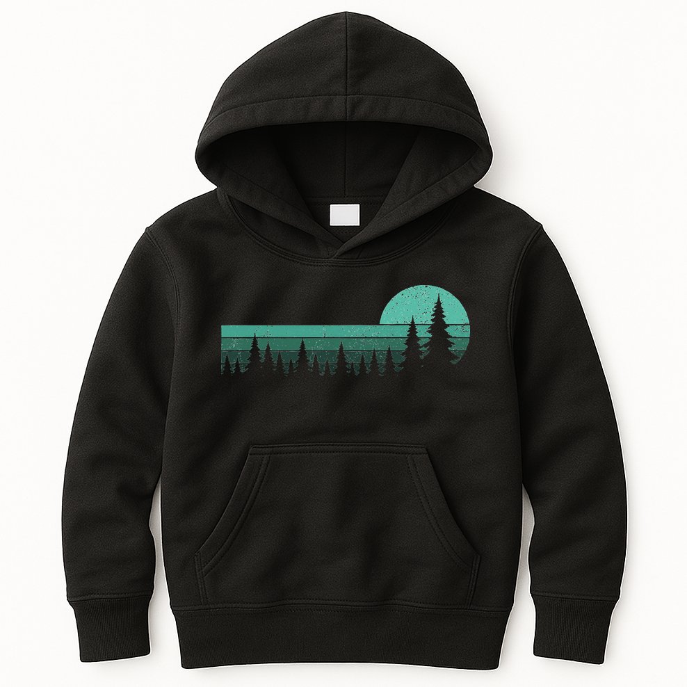 Trees Outdoors Wildlife Nature Vintage Forest Nature Retro Kids Hoodie