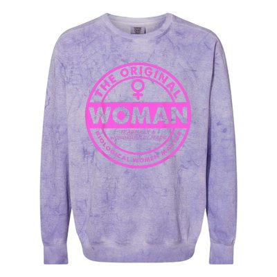 The Original Woman Made Biological Matter Wo Quote Colorblast Crewneck Sweatshirt