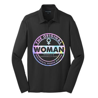 The Original Woman Made Biological Matter Wo Quote Silk Touch Performance Long Sleeve Polo