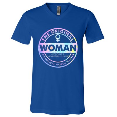 The Original Woman Made Biological Matter Wo Quote V-Neck T-Shirt