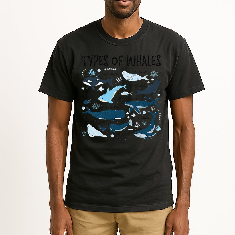 Types of Whales Cute Whale Breeds Species - Whale Lovers Tall T-Shirt