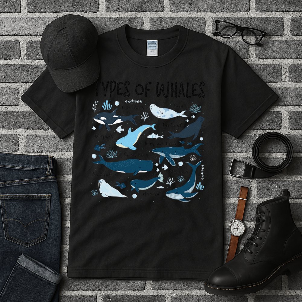 Types of Whales Cute Whale Breeds Species - Whale Lovers Tall T-Shirt