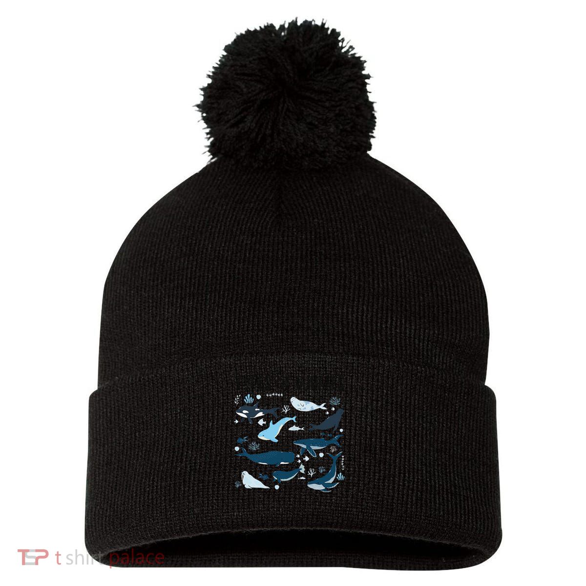 Types of Whales Cute Whale Breeds Species - Whale Lovers Pom Pom 12in Knit Beanie