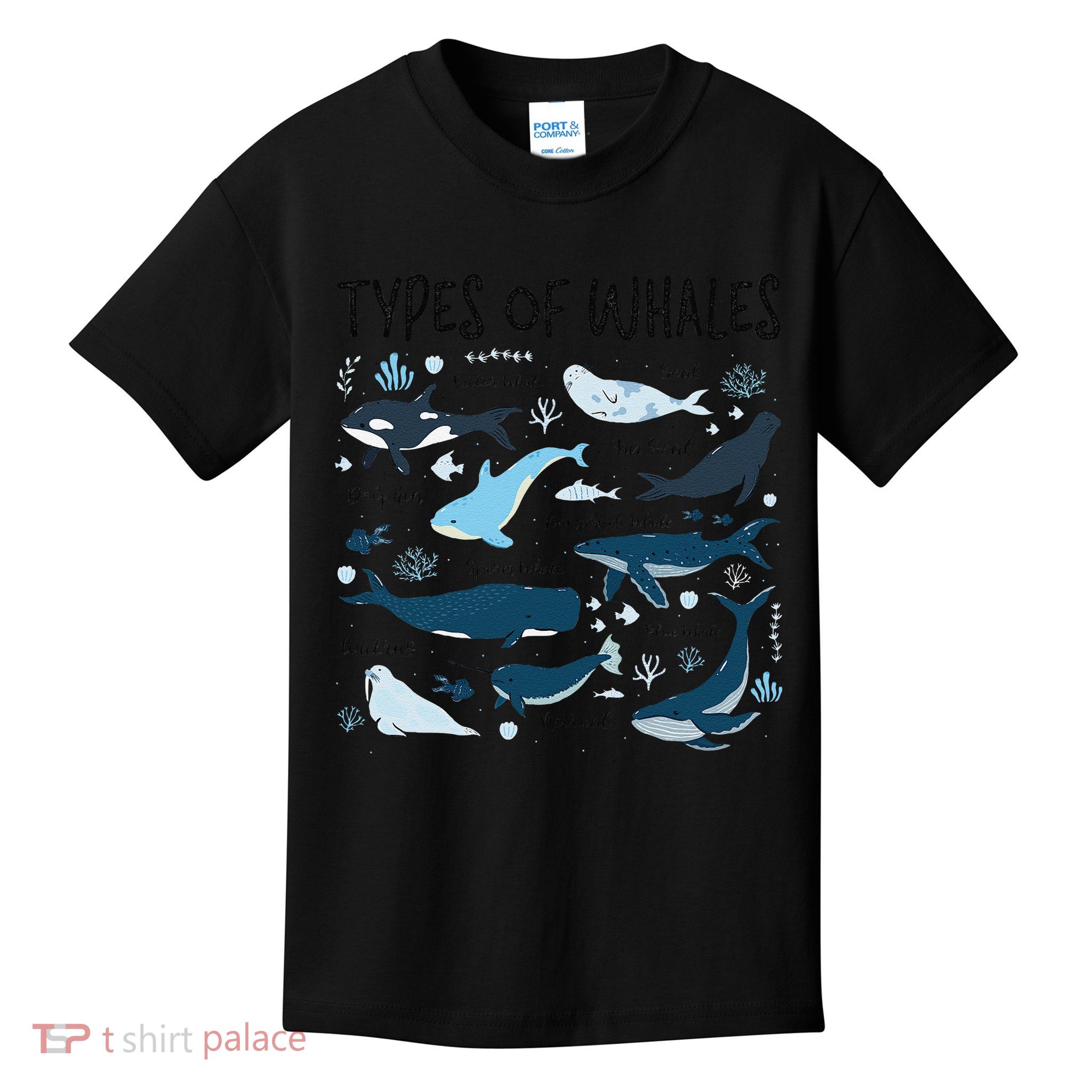 Types of Whales Cute Whale Breeds Species - Whale Lovers Kids T-Shirt