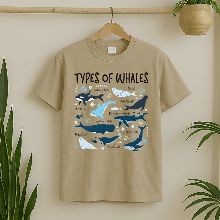 Types of Whales Cute Whale Breeds Species - Whale Lovers T-Shirt