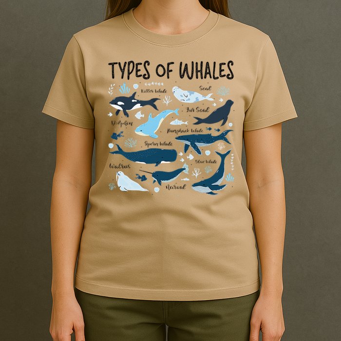 Types of Whales Cute Whale Breeds Species - Whale Lovers T-Shirt