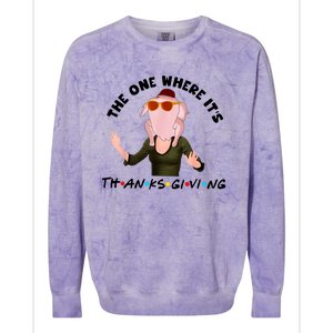 The One Where Its Thanksgiving Friends Monica Turkey Head Colorblast Crewneck Sweatshirt