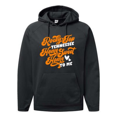 Tennessee Orange White Rocky Tn Home Sweet Home Top Retro Performance Fleece Hoodie