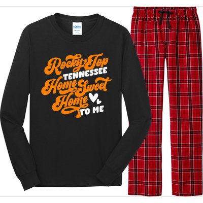 Tennessee Orange White Rocky Tn Home Sweet Home Top Retro Long Sleeve Pajama Set