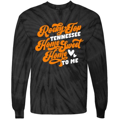 Tennessee Orange White Rocky Tn Home Sweet Home Top Retro Tie-Dye Long Sleeve Shirt