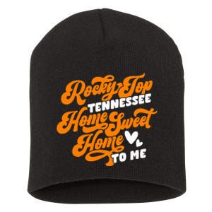 Tennessee Orange White Rocky Tn Home Sweet Home Top Retro Short Acrylic Beanie