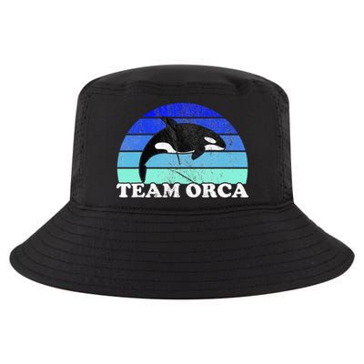Team Orca Whale Orcas Sea Ocean Retro Sunset Cool Comfort Performance Bucket Hat