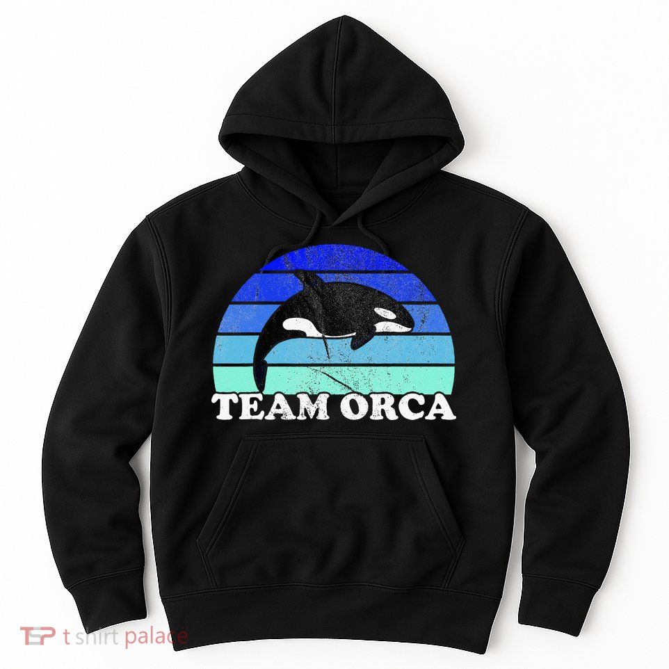 Team Orca Whale Orcas Sea Ocean Retro Sunset Hoodie